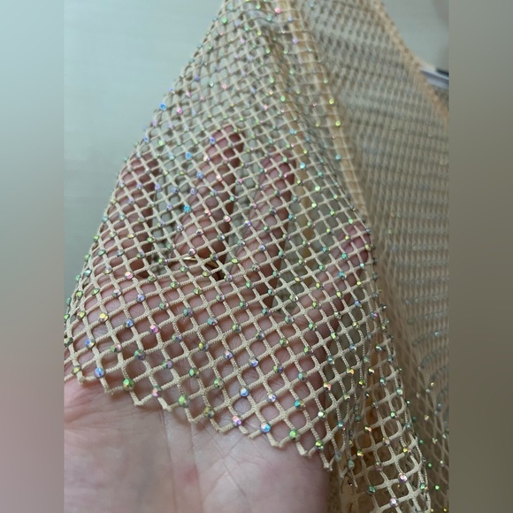 Sunday in Brooklyn mesh rhinestone women’s top stretchy shiny size xl - Picture 9 of 9